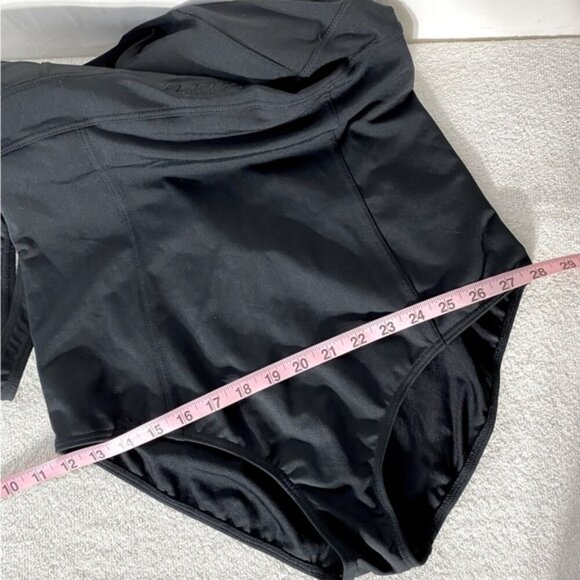 Women’s Black & Metallic Grey Striped One Piece Bathing Suit Swimsuit XL - Picture 10 of 14